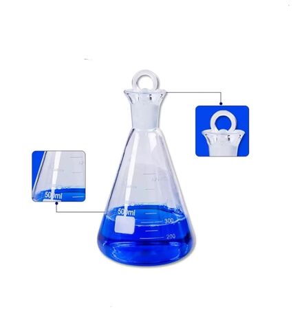 Borosilicate Glass Fixed Iodine Volumetric Flask - Stoppered Triangular Flask 19/24/29 Standard(500ml Joint 24) in Saudi Arabia