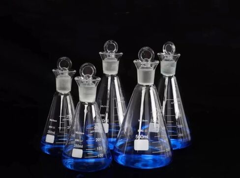 Borosilicate Glass Fixed Iodine Volumetric Flask - Stoppered Triangular Flask 19/24/29 Standard(500ml Joint 24) in Saudi Arabia