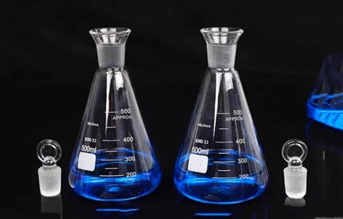 Borosilicate Glass Fixed Iodine Volumetric Flask - Stoppered Triangular Flask 19/24/29 Standard(500ml Joint 24) in Saudi Arabia