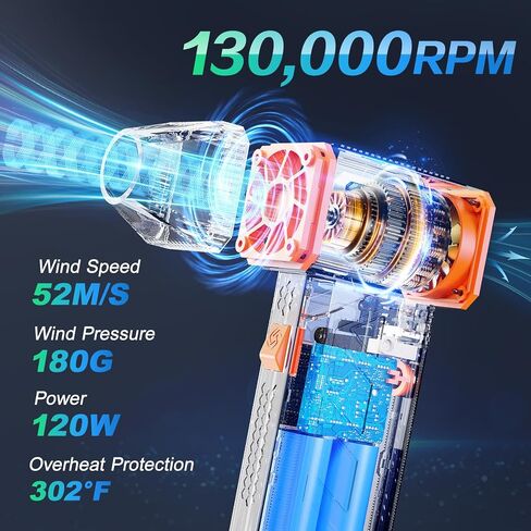 Air Air Duster 3 تروس قابلة للتعديل بمنفاخ الهواء اللاسلكي 110000 دورة في الدقيقة Turbo Turbo Fan Mini Mini Dust Blower for Computer Keyboard House Outdoor Air Air Duster Duster in Kuwait