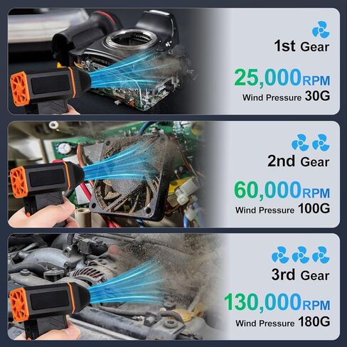Air Air Duster 3 تروس قابلة للتعديل بمنفاخ الهواء اللاسلكي 110000 دورة في الدقيقة Turbo Turbo Fan Mini Mini Dust Blower for Computer Keyboard House Outdoor Air Air Duster Duster in Kuwait
