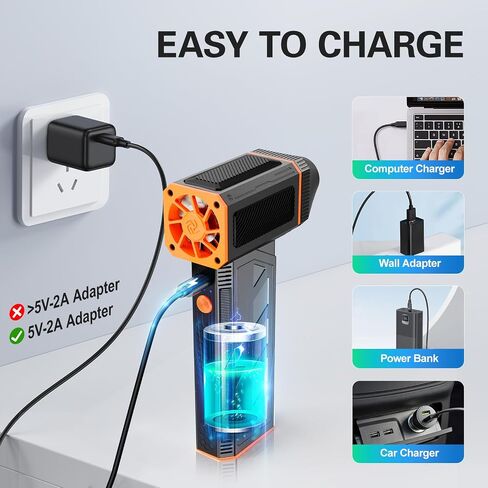 Air Air Duster 3 تروس قابلة للتعديل بمنفاخ الهواء اللاسلكي 110000 دورة في الدقيقة Turbo Turbo Fan Mini Mini Dust Blower for Computer Keyboard House Outdoor Air Air Duster Duster in Kuwait