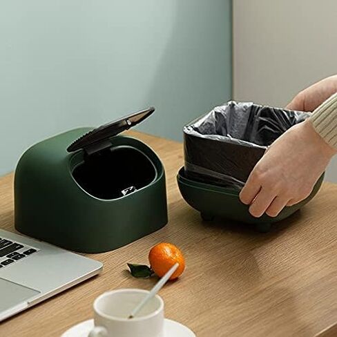 Household Daily Necessities Bedside Desktop Mini Trash Can Cute Cartoon Can See Furnishings Bedroom Storage Basket Wastebasket(White-Dinosaur Doodle4) in Saudi Arabia