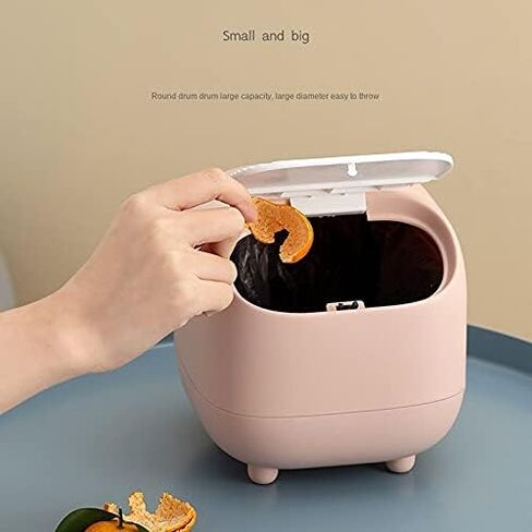 Household Daily Necessities Bedside Desktop Mini Trash Can Cute Cartoon Can See Furnishings Bedroom Storage Basket Wastebasket(White-Dinosaur Doodle4) in Saudi Arabia