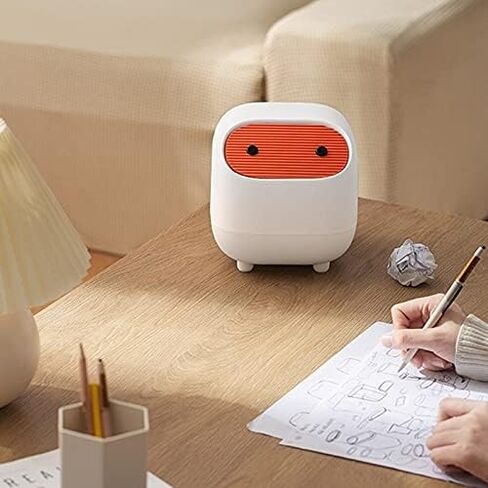 Household Daily Necessities Bedside Desktop Mini Trash Can Cute Cartoon Can See Furnishings Bedroom Storage Basket Wastebasket(White-Dinosaur Doodle4) in Saudi Arabia