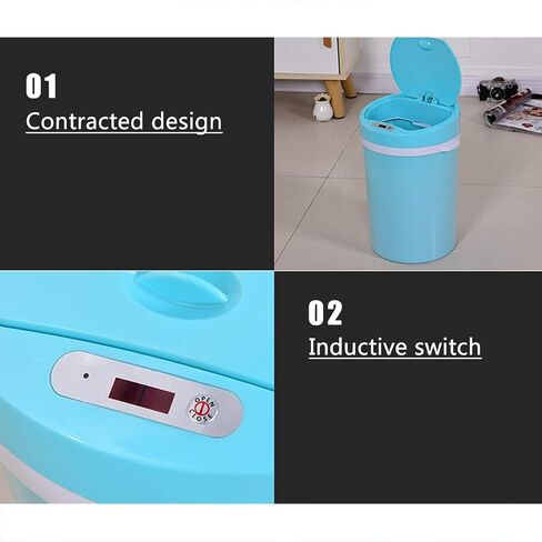16L Automatic Intelligent Sensor Smart Trash Can Intelligent Waste Bin Sensor Dustbin Plastic Household Dry and Wet Trash Bin(C) in Saudi Arabia
