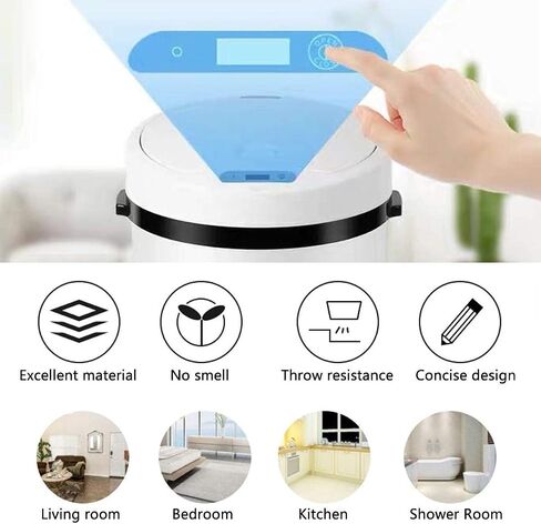 16L Automatic Intelligent Sensor Smart Trash Can Intelligent Waste Bin Sensor Dustbin Plastic Household Dry and Wet Trash Bin(C) in Saudi Arabia