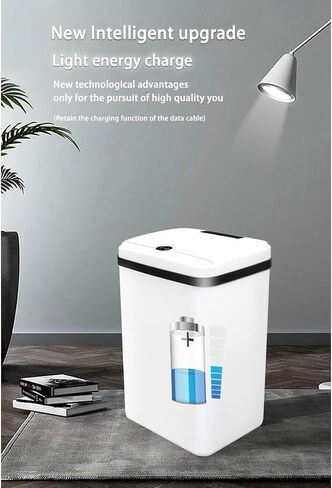 15L Smart Trash Can Household Charging Light Energy Trash Can Automatic Induction Dustbin with Lid Kitchen Bathroom Dustbin(D) in Saudi Arabia