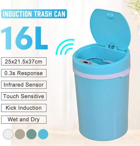 16L Automatic Induction Trash Can Touchless Smart Motion Sensor Rubbish Waste Bin Waste Garbage Bin in Saudi Arabia
