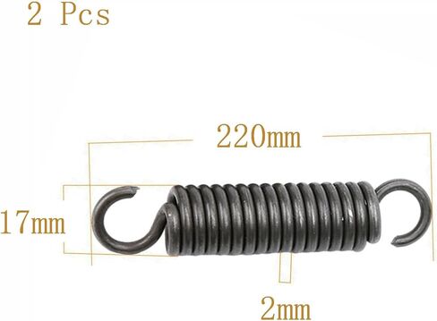 Springs,dualhooksprings, Spring Steel , Wire Diameter 2 mm, OD 17 mm, Free Length 200-500 mm, 2 Pcs(2 x 17 x 280 mm) in Saudi Arabia