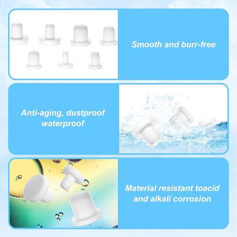70 Pcs Silicone Rubber Hole Plug, 7 Sizes Round Rubber Button Hole End Covers, Silicone Plugs, White High Temp T-Type Holes Plugs, Soft Flexible Stopper, Waterproof & Sealing in Saudi Arabia