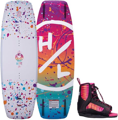 Hyperlite Murray Jr. Girls Wakeboard 120 W/Jinx Bindings White/Multi 120cm/(12K-2) in Saudi Arabia