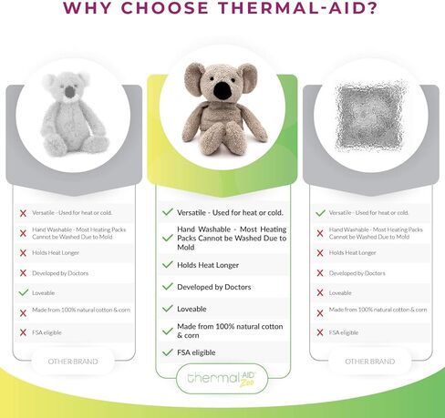 Thermal-Aid Zoo — Ollie The Koala — Kids Hot and Cold Pain Relief Heating Pad Microwavable Stuffed Animal and Cooling Pad — Easy Wash, Natural Sleep Aid — Pregnancy Must-Haves for Baby First Aid Kit in Kuwait