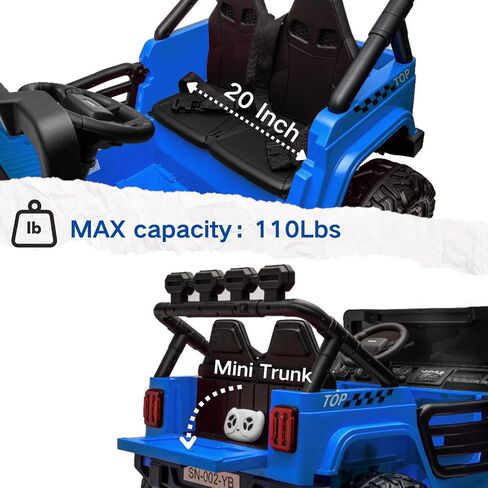 NEWQIDA 24V 2 Seater Ride on Car w/Remote Control 4wd Kids Electric Vehicles Ride on Toys Car, EVA Tires Wheels, 20" Spacious Seat, LED Lights, Music, Spring Suspension, 4x200W Motors, Hot Pink in Kuwait