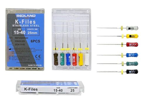Endodontic Root Canal K-File 25mm (Size 15-40) (6 Pack) in Saudi Arabia