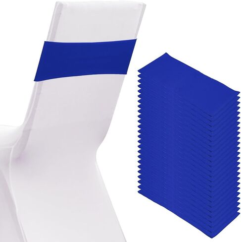 Patikil Premium Spandex Chair Sashes أقواس ، 25 PCS مرنة تمتد كرسي تغطية الفرقة مع مشبك شريط التمرير لزجاج حفلات عيد الميلاد ، الأزرق in Saudi Arabia