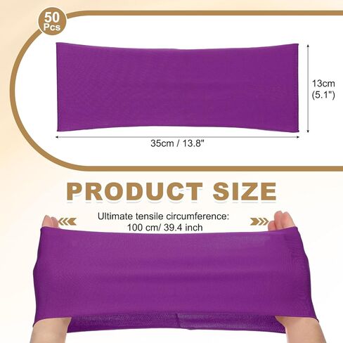 Patikil Premium Sepium Chair Sashes أقواس ، 50 PCS مرنة تمتد كرسي تغطية الفرقة مع مشبك شريط التمرير لزخارف حفلات حفلات عيد الميلاد ، البنفسجي in Kuwait