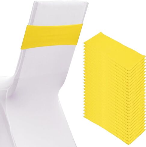 Patikil Premium Spandex Chair أقواس ، 25 جهاز كمبيوتر شخصي مرن تمتد تغطية الفرقة علاقات مع مشبك شريط التمرير لزجاج حفلات حفلات عيد الميلاد ، الليمون الأصفر in Saudi Arabia