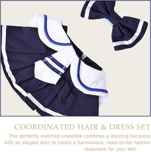 Clothes for 15cm/17cm LB Doll Accessories Suit, Premium Fashion Dresses+Bow Hair Accessory (01.Black Purple (Hair Bow+Dress)) in Kuwait