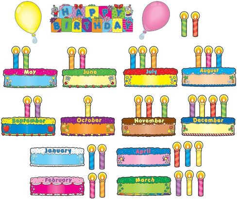 Carson Dellosa Birthday Fun Bulletin Board Set, Happy Birthday Banner, Monthly Birthday Headers, Birthday Balloons, Birthday Bulletin Board Cutouts, Party or Classroom Décor (106 Pc) in Saudi Arabia