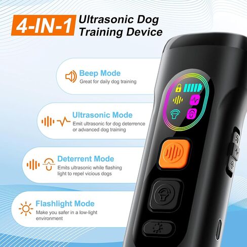 Dog Bark Deterrent Devices Anti Barking Device for Dogs Ultrasonic Bark Stopper Portable Dog Training Tool Indoor Outdoor Up to 50ft Correct Bad Behavior of Own or Neighbor's Dog (Orange) in Saudi Arabia