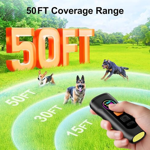 Dog Bark Deterrent Devices Anti Barking Device for Dogs Ultrasonic Bark Stopper Portable Dog Training Tool Indoor Outdoor Up to 50ft Correct Bad Behavior of Own or Neighbor's Dog (Orange) in Saudi Arabia