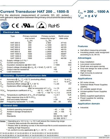 1PCS HAT1000-S Current Sensor محولات حلقة 1000A in Saudi Arabia