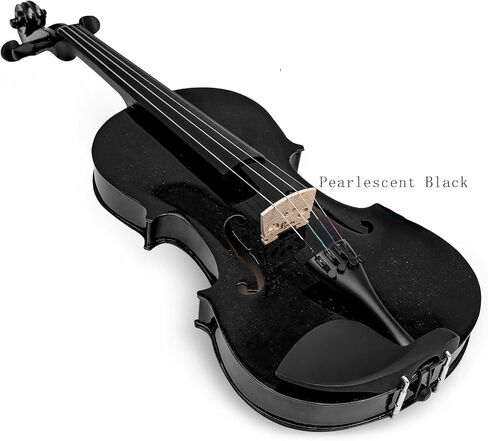 Silvio 4/4 الكمان الأسود الصوتي - الحجم الكامل ، للمبتدئين ، يشمل حالة ، موالف ، روزن ، راحة الكتف ، أقواس 2 ، سلاسل احتياطية ، كتم - أسود - مناسب للبالغين والمبتدئين in Kuwait