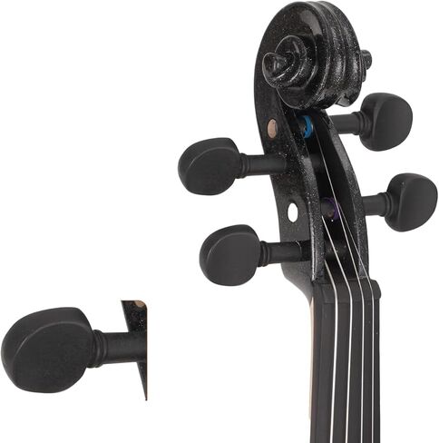 Silvio 4/4 الكمان الأسود الصوتي - الحجم الكامل ، للمبتدئين ، يشمل حالة ، موالف ، روزن ، راحة الكتف ، أقواس 2 ، سلاسل احتياطية ، كتم - أسود - مناسب للبالغين والمبتدئين in Kuwait