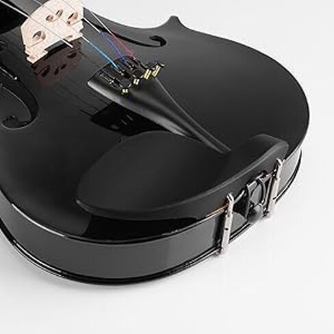 Silvio 4/4 الكمان الأسود الصوتي - الحجم الكامل ، للمبتدئين ، يشمل حالة ، موالف ، روزن ، راحة الكتف ، أقواس 2 ، سلاسل احتياطية ، كتم - أسود - مناسب للبالغين والمبتدئين in Kuwait