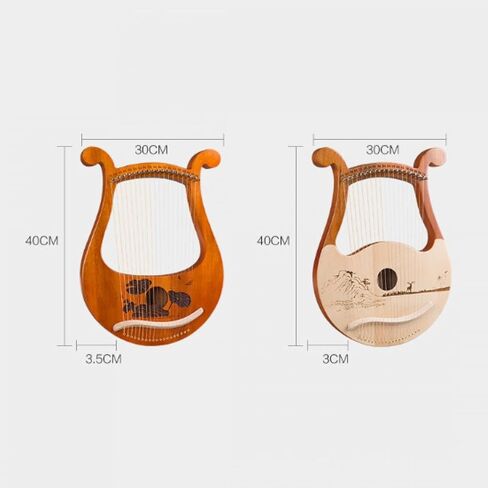 Lyre Harp 19 String Beginners Harp Portable 19-Tone Small Harp 19-String Lyre Musical Instruments Solid Wood Mahogany Lyre Harp with Tuning Wrench Pick Strings-E1 in Kuwait