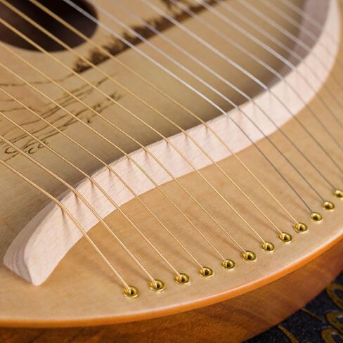 Lyre Harp 19 String Beginners Harp Portable 19-Tone Small Harp 19-String Lyre Musical Instruments Solid Wood Mahogany Lyre Harp with Tuning Wrench Pick Strings-E1 in Kuwait