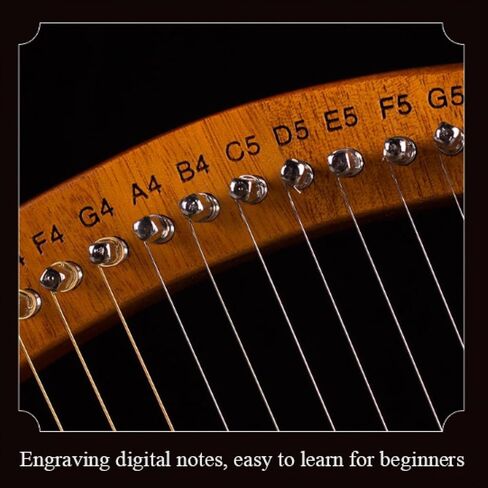 Lyre Harp 19 String Beginners Harp Portable 19-Tone Small Harp 19-String Lyre Musical Instruments Solid Wood Mahogany Lyre Harp with Tuning Wrench Pick Strings-E1 in Kuwait