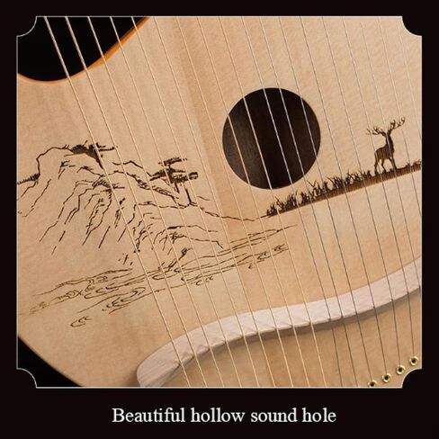 Lyre Harp 19 String Beginners Harp Portable 19-Tone Small Harp 19-String Lyre Musical Instruments Solid Wood Mahogany Lyre Harp with Tuning Wrench Pick Strings-E1 in Kuwait