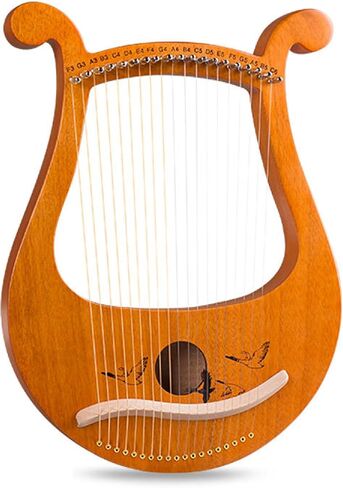 Lyre Harp 19 String Beginners Harp Portable 19-Tone Small Harp 19-String Lyre Musical Instruments Solid Wood Mahogany Lyre Harp with Tuning Wrench Pick Strings-E1 in Kuwait