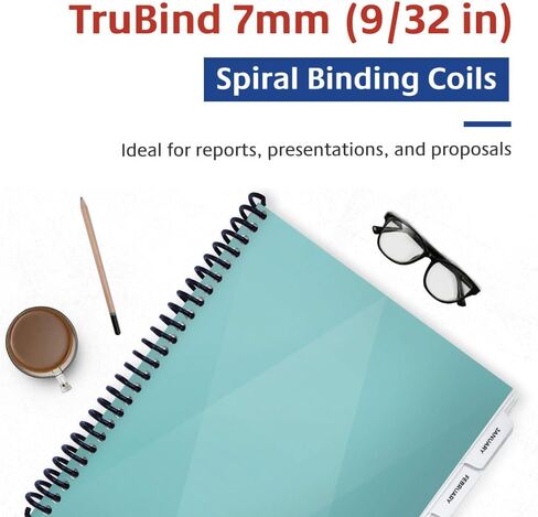 TruBind 7mm (9/32 in.) Spiral Binding Coils for Reports, Presentations and Proposals | 4:1 Pitch | 12 in. Length | Red | 42 Sheets Binding Capacity | 100 Pack in Saudi Arabia