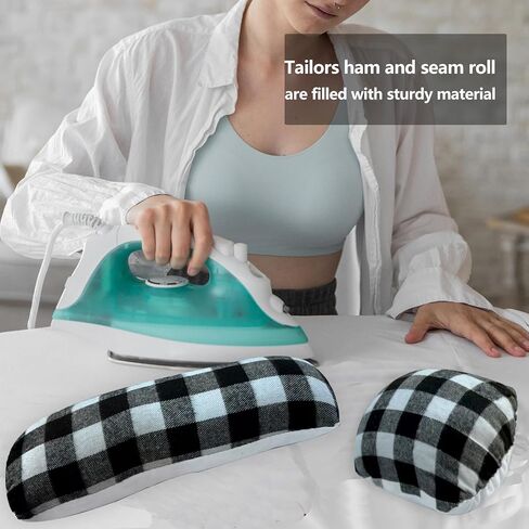 2 Pack Tailors Ham and Seam Roll Set Professional Tailors Ham for Pressing, Ergonomic Premium Tailor Ham Press Tool for Ironing, Curved Seams Kit (Red & Black) in Saudi Arabia