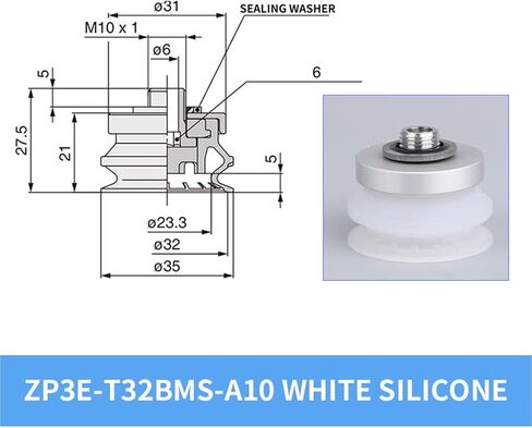 1PCS ZP3E-T32BMS ZP3E-T40BMS ZP3E-T50BMS الأسود النيتليف بوتادين المطاط الشاق بالسيليكون أبيض كوب شفط كوب (ZP3E-T32BM-B08) in Kuwait