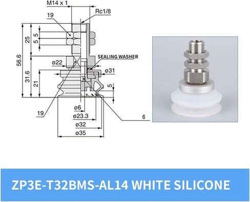 1PCS ZP3E-T32BMS ZP3E-T40BMS ZP3E-T50BMS الأسود النيتليف بوتادين المطاط الشاق بالسيليكون أبيض كوب شفط كوب (ZP3E-T32BM-B08) in Kuwait