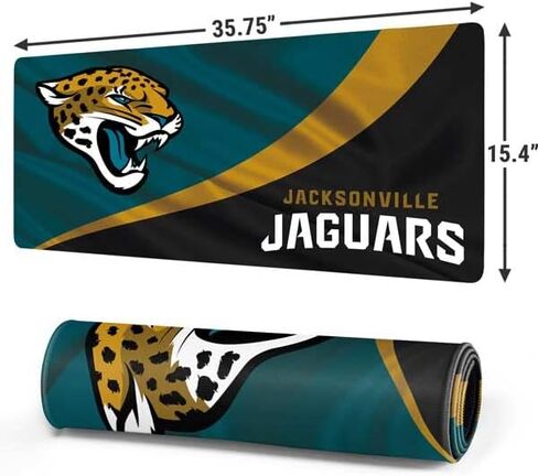 Skinit Small Gaming Mouse Pad - Officially Licensed Jacksonville Jaguars Design with Stitched Edges, Waterproof, Non-Slip Rubber Base, Desk Mat for Keyboard & Mouse, 12.6" x 11" inches in Saudi Arabia