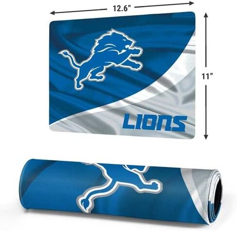 Skinit Small Gaming Mouse Pad - Officially Licensed Detroit Lions Design with Stitched Edges, Waterproof, Non-Slip Rubber Base, Desk Mat for Keyboard & Mouse, 12.6" x 11" inches in Saudi Arabia