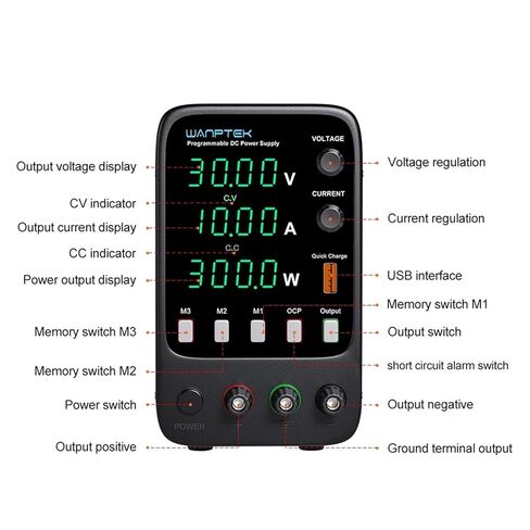 Adjustable Power Supply 30V 10A Lab Programmable Memory Function Bench Power Voltage Regulator Switch 60V 5A(120V 3A) in Kuwait