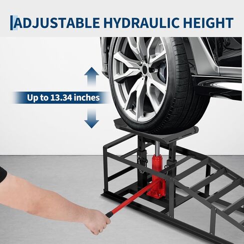 Garvee 2 Pack Hydraulic Car Ramps for Oil Changes, 5t 11050LBS Heavy Duty Steel Car Lift Ramp - Low Profile, High Lift 9.4"-13.34", Safety Garage Ramps for Trucks & Vehicles, Red in Kuwait