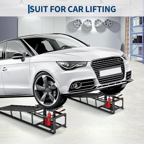 Garvee 2 Pack Hydraulic Car Ramps for Oil Changes, 5t 11050LBS Heavy Duty Steel Car Lift Ramp - Low Profile, High Lift 9.4"-13.34", Safety Garage Ramps for Trucks & Vehicles, Red in Kuwait