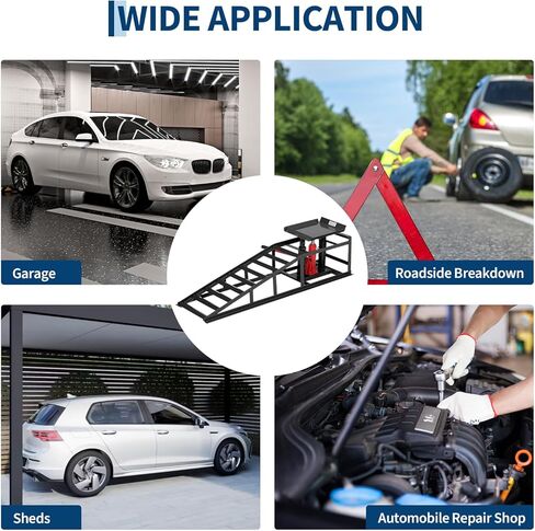 Garvee 2 Pack Hydraulic Car Ramps for Oil Changes, 5t 11050LBS Heavy Duty Steel Car Lift Ramp - Low Profile, High Lift 9.4"-13.34", Safety Garage Ramps for Trucks & Vehicles, Red in Kuwait