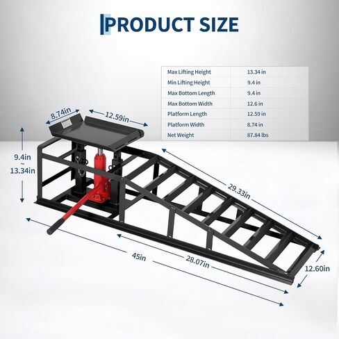 Garvee 2 Pack Hydraulic Car Ramps for Oil Changes, 5t 11050LBS Heavy Duty Steel Car Lift Ramp - Low Profile, High Lift 9.4"-13.34", Safety Garage Ramps for Trucks & Vehicles, Red in Kuwait