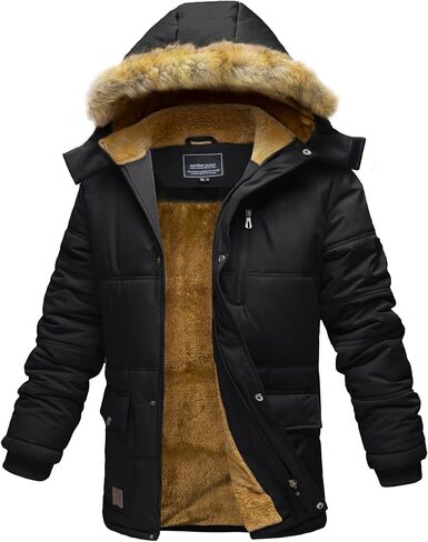 EKLENTSON Men's Winter Parka Jacket Water Repellent Windproof Sherpa Lined Jacket Thermal Warm Coat with Hood in Saudi Arabia