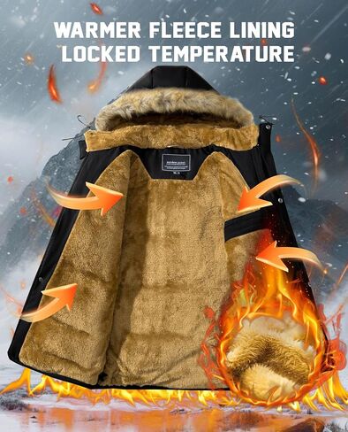 EKLENTSON Men's Winter Parka Jacket Water Repellent Windproof Sherpa Lined Jacket Thermal Warm Coat with Hood in Saudi Arabia