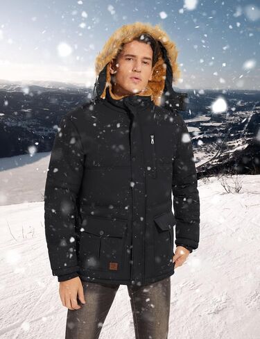 EKLENTSON Men's Winter Parka Jacket Water Repellent Windproof Sherpa Lined Jacket Thermal Warm Coat with Hood in Saudi Arabia