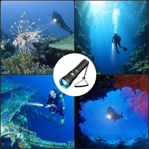 Dive Light Scuba Diving Flashlight Dive Torch Rechargeable,3500Lumens 6 Modes Underwater Light,IPX8 Waterproof Flashlight, Safety Dive Lights with Power Indicator for Night Diving in Saudi Arabia
